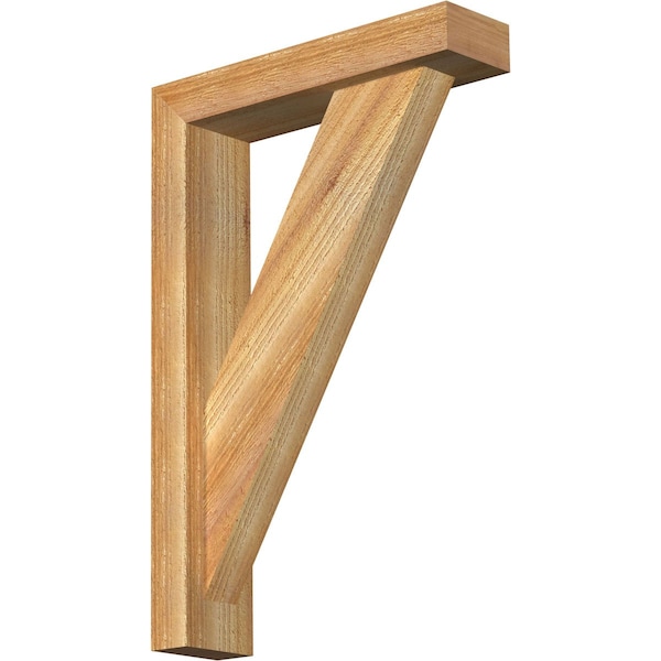 Ekena Millwork Traditional Block Rough Sawn Bracket w/ Offset Brace, Western Red Cedar, 4"W x 16"D x 24"H BKT0402X16X24TRA05RWR - main